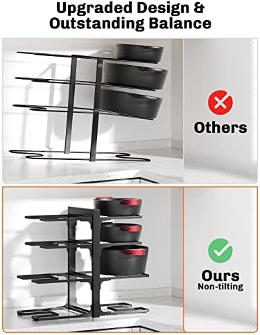 MUDEELA 8-Tier Heavy Duty Pots and Pans Organizer under Cabinet, Black