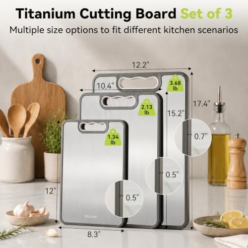 3PCS Titanium Cutting Board Double Sided Cutting Boards for Kitchen