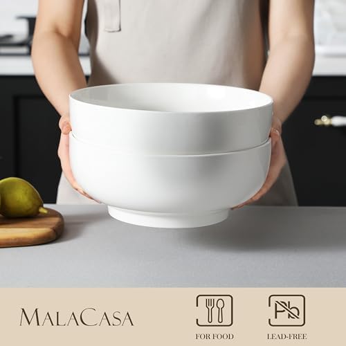 MALACASA Large Serving Bowls, 114 OZ(10") Ceramic Salad Bowls Set of 2