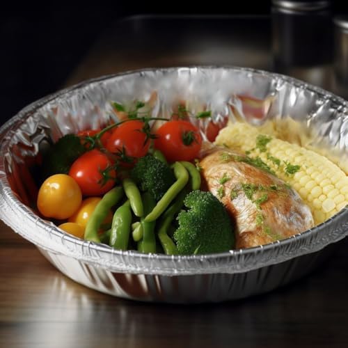 Round Aluminum Pans with Lids (30 Pack) - 7 Inch Disposable Pie Pans - Round Aluminum Foil For Baking, Grilling, Cooking, Storing, Prepping - Pie Tins with Lids