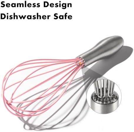 OYV 10-Inch Pink Silicone Whisk, Non-Scratch, 18/10 Stainless Steel Handle