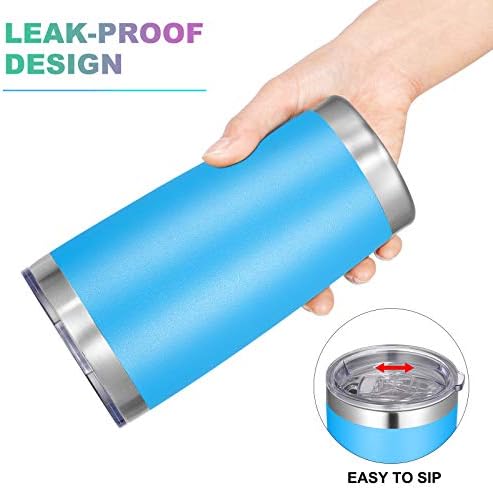 VEGOND 20oz Tumbler with Lid and Straw Stainless Steel Tumbler Cup Bulk Vacuum Insulated Double Wall Travel Coffee Mug Powder Coated Coffee Cup, Sky Blue, 12 Pack