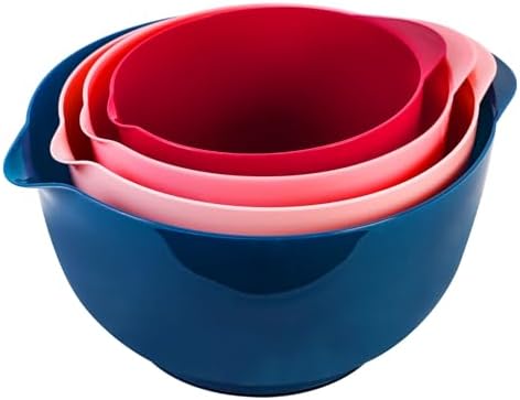 BoxedHome Classic Mixing Bowls Set of 4, BPA Free Plastic, Microwave Safe
