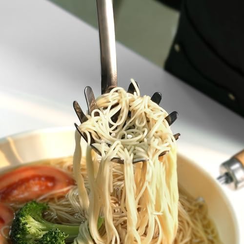 Black Stainless Steel Pasta Spoon, Spaghetti Server, Pasta Fork