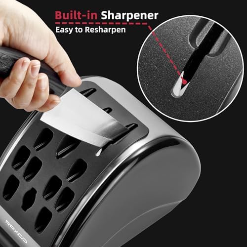 RAXCO 15-Piece Kitchen Knife Set with Sharpener, Black