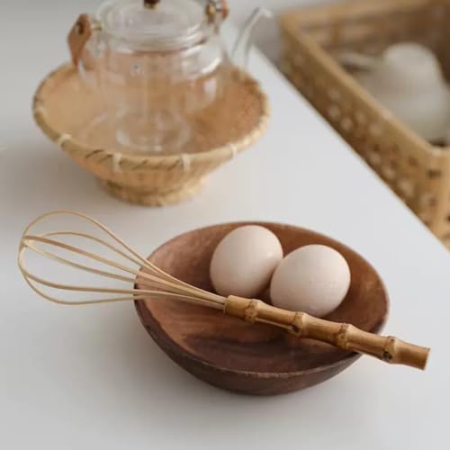 Handmade Bamboo Whisk, 10 Inch Uncoated Wooden Whisk for Cooking
