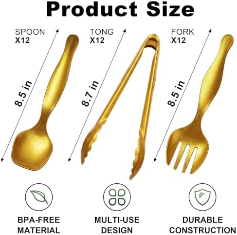 36Pcs Gold Disposable Serving Utensils Set, 9 Inch