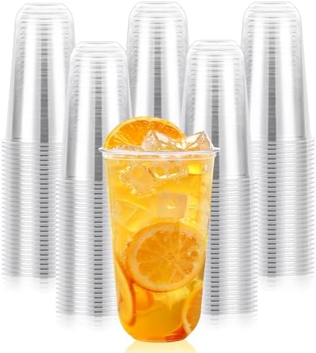 KesaPlan 100 Pcs 18oz Plastic Clear Cups, Disposable Wine Cocktail Glasses