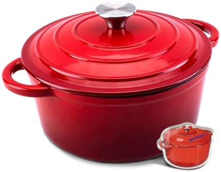 7-QT Enameled Cast Iron Round Dutch Oven With Lid,Oven safe,Red