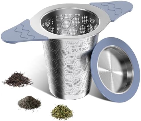 Tea Infuser for Loose Leaf Tea,Stainless Steel Tea Infuser with Heat Proof Silicone Handles,Extra Fine Mesh Tea Strainers Filter Fine Tea Leaves Effectively,Fits TeaPots/Mugs