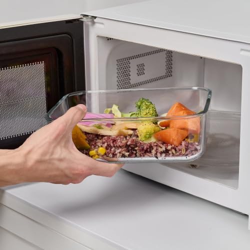 Glass Food Storage Containers with Lids - 10 Piece - 3 x 25.4 oz & 2 x 57.5 oz Glass with BPA-Free Leak Resistant Stackable Lids - Microwave, Oven & Dishwasher Safe - Ideal for Meal - Berry Blush