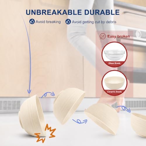HOTEC 8-Pack 26oz Unbreakable Plastic Cereal Bowls, Off-White