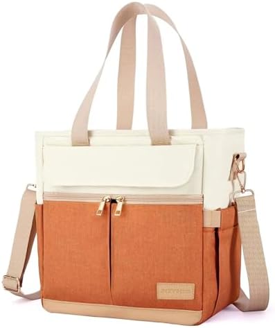 JOYHILL Lunch Bag for Women, Lunch Tote Leakproof Insulated Lunch Box with Shoulder Strap, Adult Reusable Lunch Cooler Tote Bags for Work Picnic Camping Beach (ORANGE)