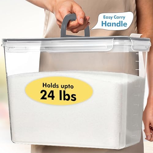 Shazo 2 PC (11L | 372 oz) Flour Sugar Storage Containers with Spout Lid & Easy Carry Handle - BPA Free Extra Large Airtight Food Storage Containers with Lids - Rice Canisters Sets for Kitchen & Pantry