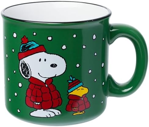 Silver Buffalo Peanuts Holiday Treats and Cocoa, Ceramic Camper Mug, 20oz