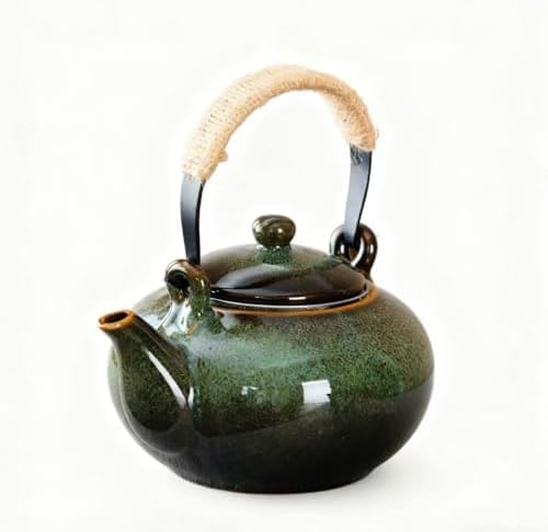 Japanese Teapot with Infuser Ceramic Tea Pot with Removable Stainless Steel Filter for Loose Tea 25 OZ/750ml for Office Home Men Women as Gift Green