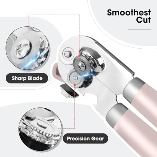 Beneno Heavy Duty Hand Can Opener Manual with Magnet, Light Pink