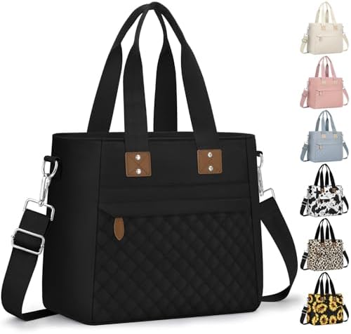 Capolo Lunch Bag for Women,Small Insulated Lunchbox Tote Reusable,M-Black