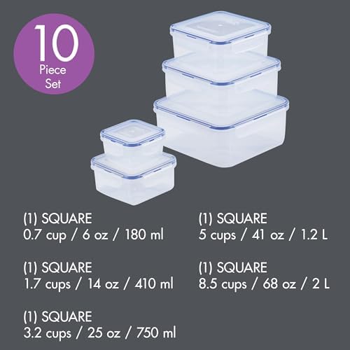 LocknLock Storage Food Storage Container Set, 10-Piece, Clear