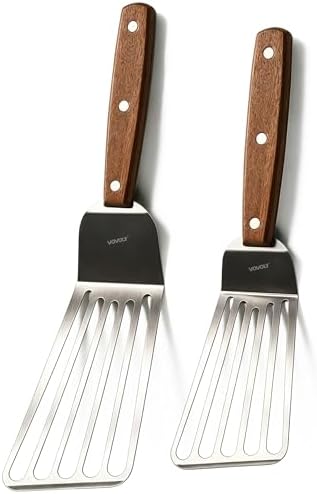 Offset Fish Spatula Turner Set, Slotted Metal Spatulas 11 Inch & 13 Inch