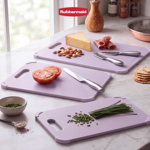 Rubbermaid 3pc Reversible Wheat Fiber Cutting Board Set | BPA Free Non Toxic Cutting Boards for Kitchen – Dishwasher Safe, Non-Slip Corners & Lightweight | For Meat, Veggies & Fruits
