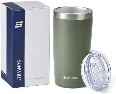 SUNWILL Coffee Tumbler, 20 oz Insulated Travel Mug Stainless Steel