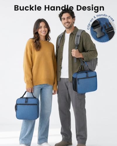 Insulated Lunch Box for Men Small, Blue Mens Lunch Bag with Strap
