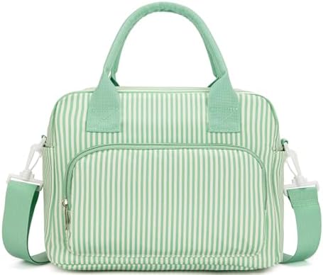 Lunch Bag Women Lunch Box for Women Adult Cute Insulated Lunch Bag Lager Cooler Lunch Tote Bags for Work Picnic (Green Stripes)