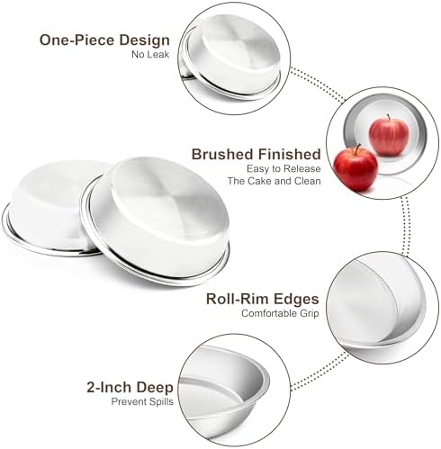 Cake Pan Set of 3-8 Inch Stainless Steel Cake Pans with 100 Parchment Paper, Nonstick, Mirror Finish for Easy Release, Even Baking, Dishwasher Safe, Round Cake Pans for Birthday, Banquet