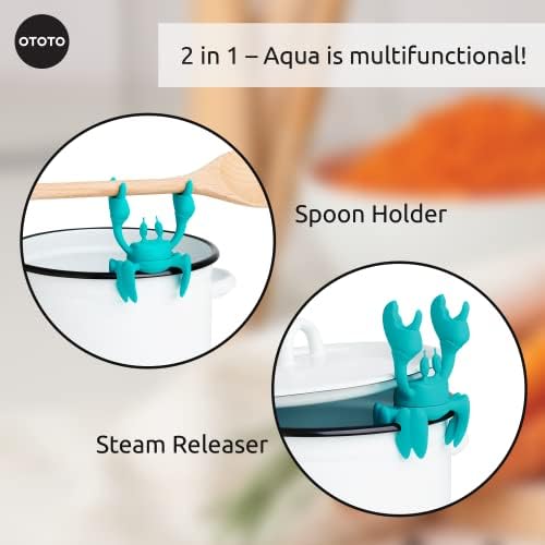 OTOTO Aqua the Crab Silicone Utensil Rest - Silicone Spoon Rest for Stove Top - BPA-Free, Heat-Resistant Kitchen and Grill Utensil Holder - Non-Slip Spoon Holder Stove Organizer and Steam Releaser