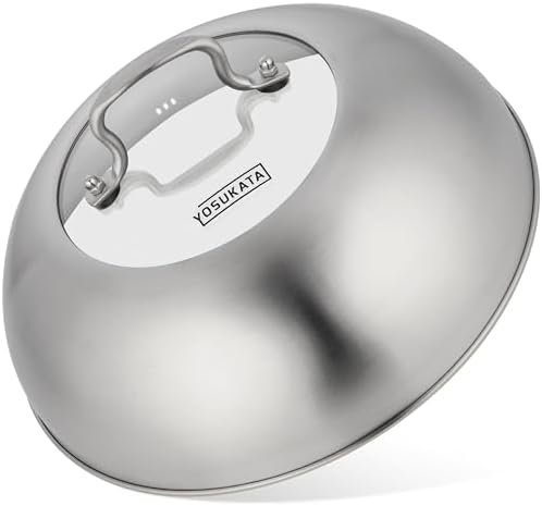 YOSUKATA Premium Stainless Steel Wok Lid 11.4 Inch For 11.8 In Wok