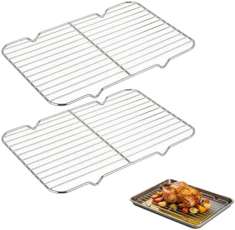 Roasting Rack for 9x13 Inch Pan, Stainless Steel Cooling Racks, 2-Pack