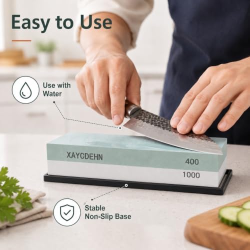 Knife Sharpening Stone 400/1000 Grit Whetstone for Kitchen Knives and Tools