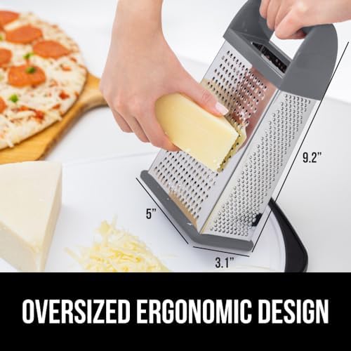 GORILLA GRIP® XL 4-Sided Stainless Steel BPA-Free Cheese Grater, Gray
