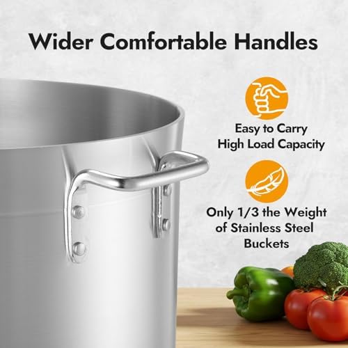 CURTA 40 Quarts Aluminum Stock Pot with Lid, Heavy Duty Commercial Grade Large Capacity Cooking Pot for Boiling, Stewing, Great for Kitchen, Restaurant, Catering, and Home Use, NSF Certified