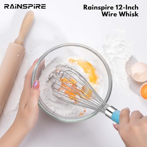 Whisk for Cooking Reinforced Anti-Break Handle Stainless Steel 3Pack Blue
