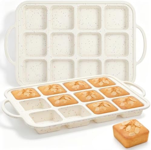 Mini Individual Square Brownie Pan with Dividers, Cream