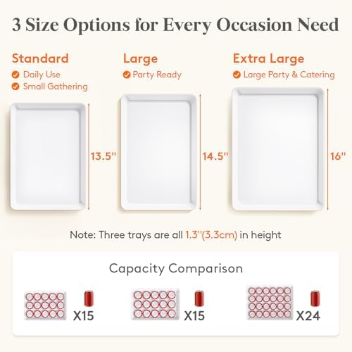Lifewit 4 Pcs Large Serving Tray for Party, 15" x 10" Food Serving Platter