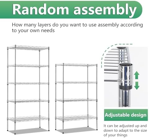 BestOffice | 5-Tier Wire Shelf | 22" x 12" x 48" | Chrome