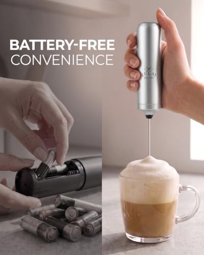 Zulay Kitchen Rechargeable Milk Frother Handheld - Triple Coil Whisk, Electric Coffee Frother, Portable Hand Frother Wand, Drink Mixer for Matcha, Lattes & Cappuccinos, Kitchen Gifts - Silver