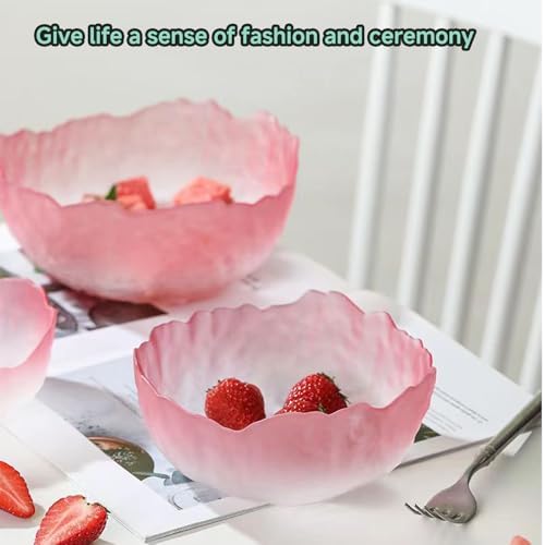 Glass Bowl for Salad Candy Fruit Serving, Decorative Bowl, Dish-Pink 6.5"
