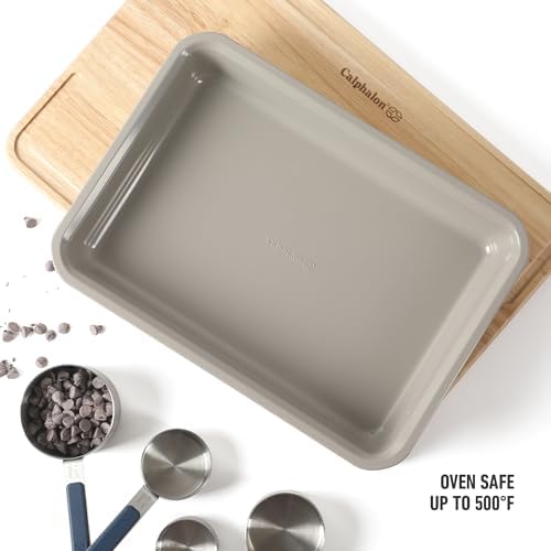Calphalon Legacy 13 x 9-Inch Nonstick Bake Pan, Heavy Gauge Steel Baking Dish in Taupe, PFOA-Free Oven-Safe Pan for Cakes, Brownies, Roasting & Everyday Meals