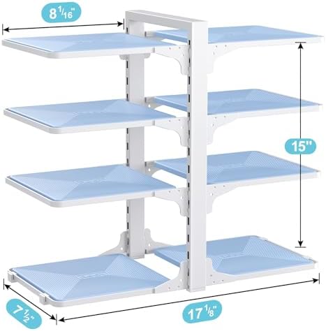 LAMU Pots and Pans Organizer under Cabinet, 8 Tier Heavy Duty Pan Organizers inside Cabinet, Adjustable Pot Rack for Small Kitchen Storage, 15" Height Holds Cast Iron Pans and Skillets White