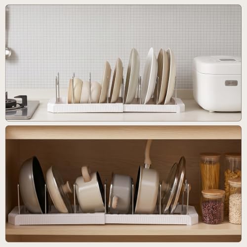 2 Pack Expandable Pot and Pan Organizer Rack for Kitchen Cabinet