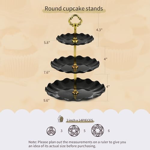 Pack of 11 NWK Cake Stand Set of Cupcake Stand, Tray & Table Cloth (Black)