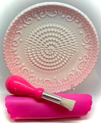 BonCera, Premium Ceramic Garlic Grater Plate Set - Pink Embossed