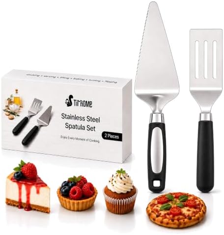 2-Piece Stainless Steel Pie & Cake Server Set | Small Spatulas for Cookies, Brownies, Cheesecake, Tarts, Pizza, Lasagna, Quiche and more
