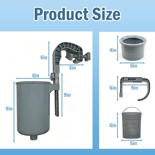 Above Ground Pool Skimmer, Wall Mount Surface Skimmer for Tubular & Inflatable Pools, Adjustable Brackets, Upgraded ABS Float-Resistant Lid, Pool Debris Filter
