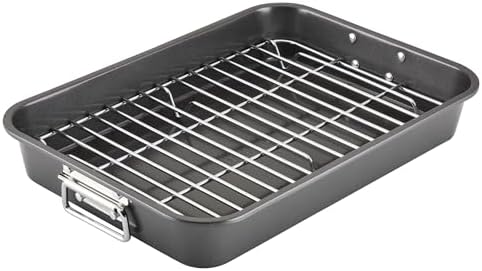 Farberware Bakeware Nonstick Roaster, Roasting Pan with Rack, Gray
