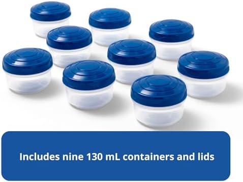 Rubbermaid Pack & Go 130 mL Mini Bites Containers, 9-Pack with Secure Lids and Stackable Design